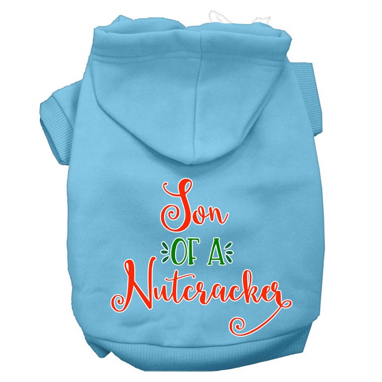 Son of a Nutcracker Screen Print Dog Hoodie Baby Blue XS